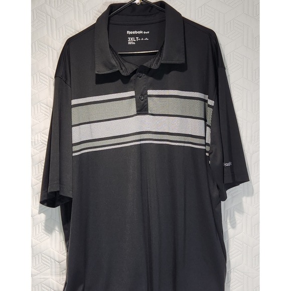 Reebok Golf Playdry 3XLT Polo Shirt men's perform Striped black/gray Short Sleev - Picture 1 of 15